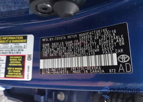 2017 Toyota Corolla Se z USA, uszkodzony, nr VIN 2T1BURHE2HC757419